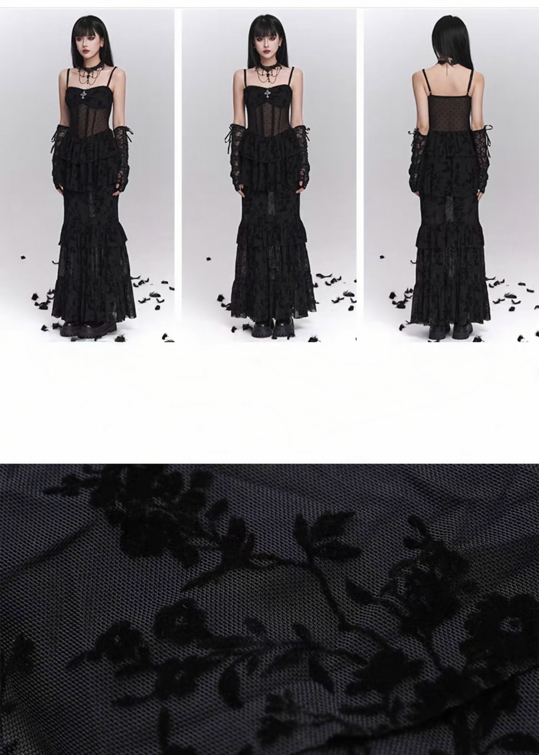 Nocturne Frill Dress & Shadow Sheer Cardigan / LG1408
