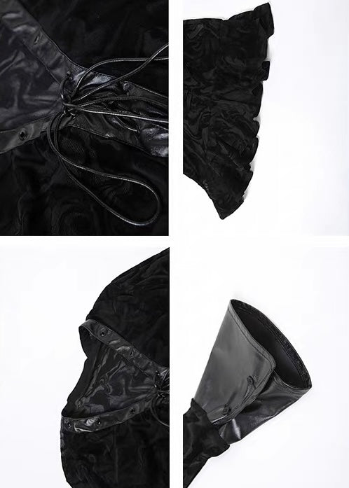 DARK LACE-UP BURNOUT DRESS / LG1658