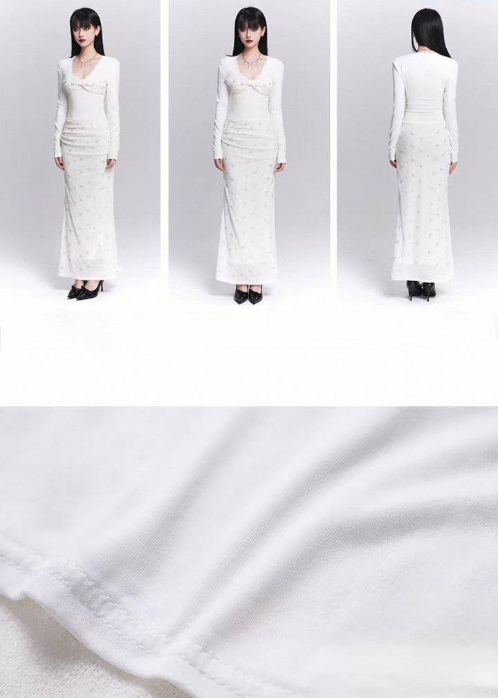 Slim Fit Embellished Long Dress / LG1513