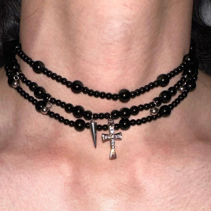 Gothic Cross Layered Necklace / a1125