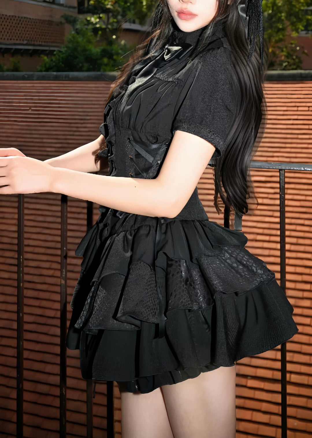 GOTHIC FRILL CORSET MINI DRESS / LG1561