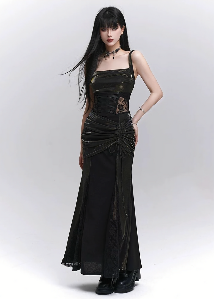 Shiny lace long dress / lg1272