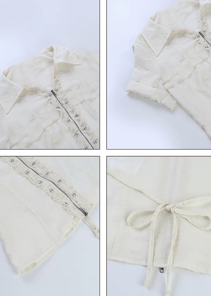 CLASSICAL FRILL ZIP BLOUSE / LG1567