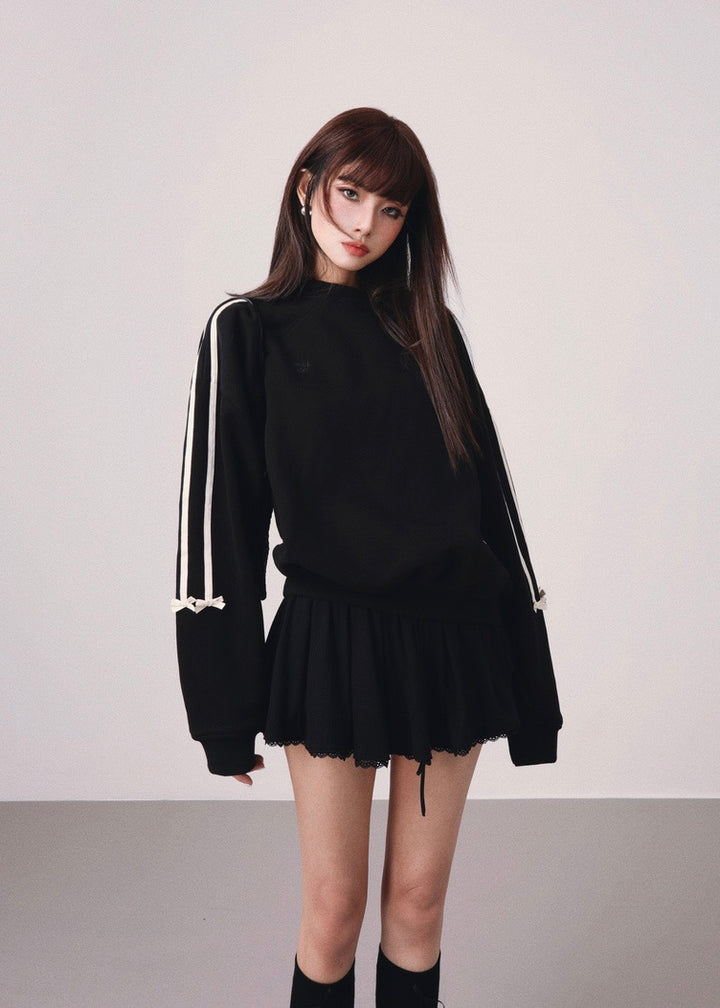 line ribbon sweatshirt / mu1120