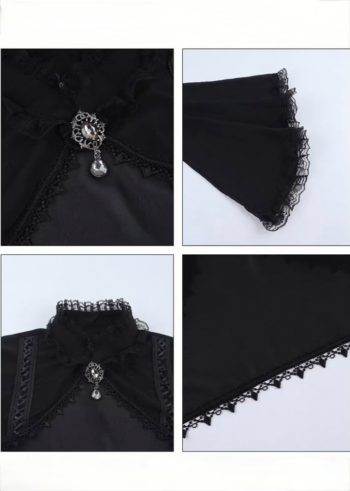 NIGHT ROSE LACE CARDIGAN & VELVET SHADOW GOTHIC DRESS / LG1407