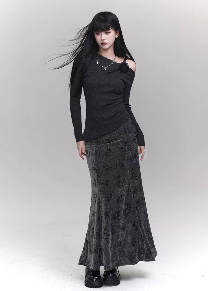 rose slim slant shoulder knit / LG1157