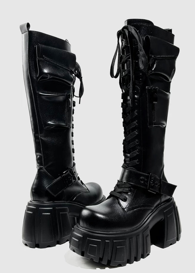 lace up combat boots / v1110