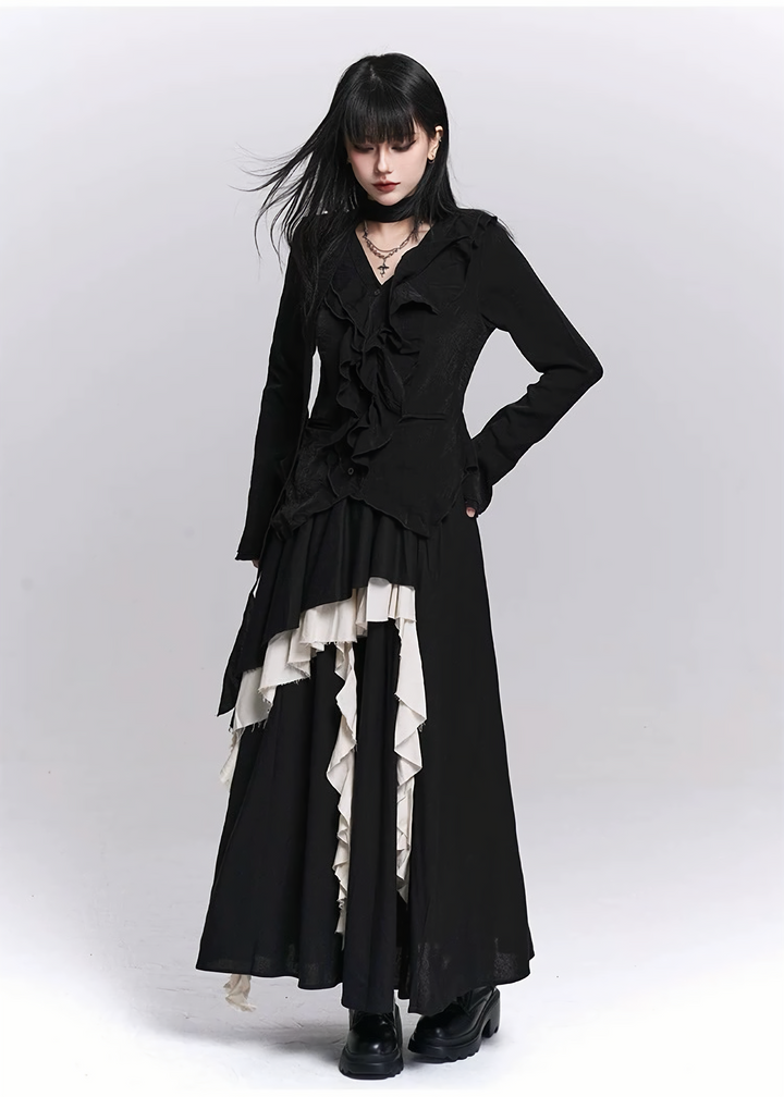 IRREGULAR LAYERED LONG SKIRT / LG1524