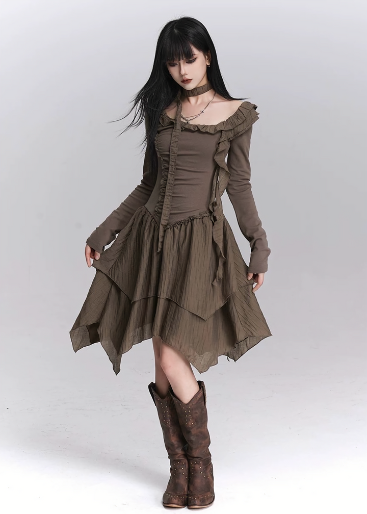 ASYMMETRIC GOTHIC FRILL DRESS / LG1446