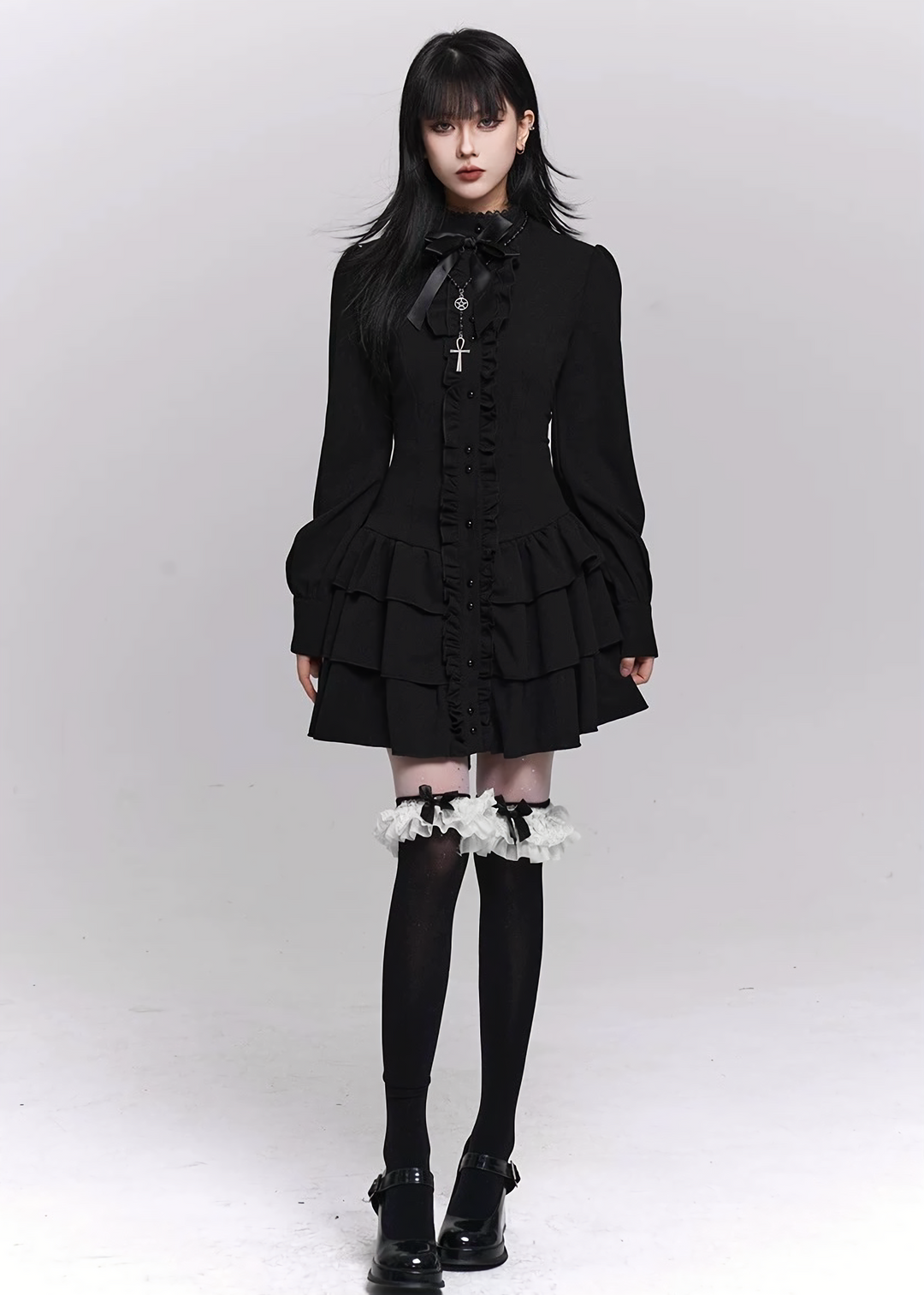 SILENT RUFFLE TIERED DRESS / LG1496