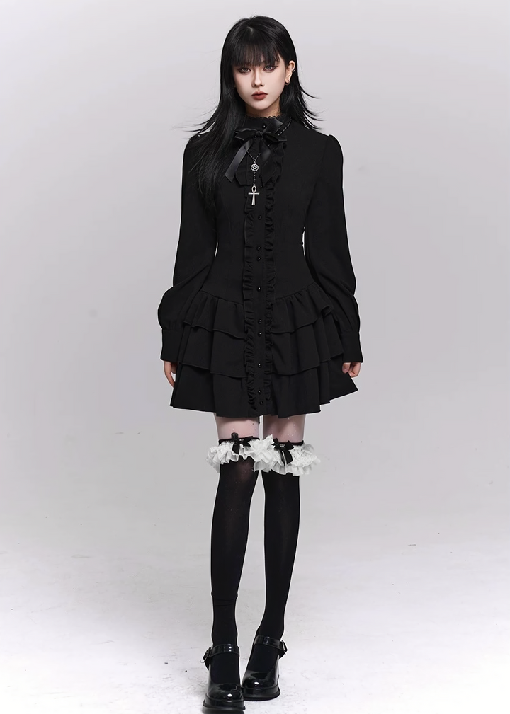 SILENT RUFFLE TIERED DRESS / LG1496