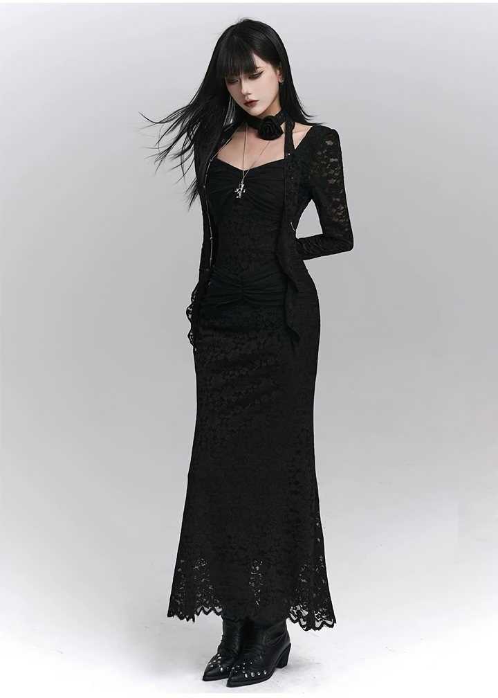 DARK BLOOM LACE DRESS /  LG1398_e4r