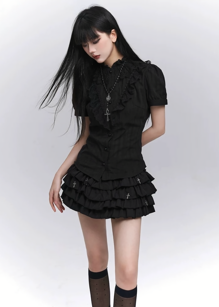 Celestial Cross Ribbon Blouse / LG1275_e4r