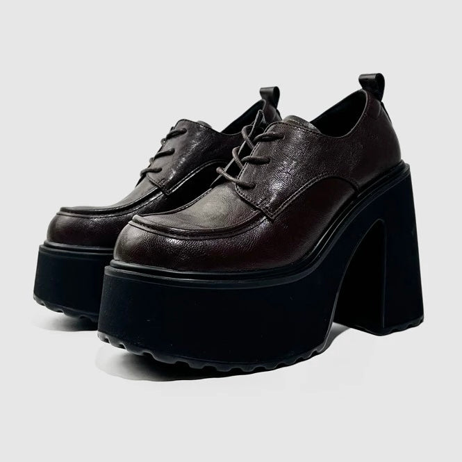LACE-UP PLATFORM HEEL SHOES / V1164