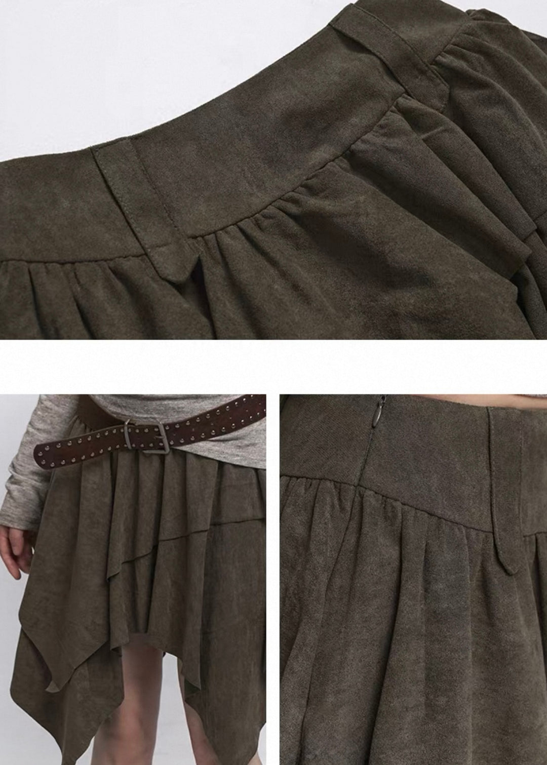 Suede A-Line Layered Skirt / lg1358