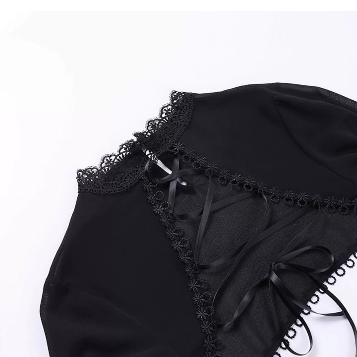 Gothic Lace Camisole &amp;amp; Frill Skirt Set + Flare Sleeve Cardigan / LG1404