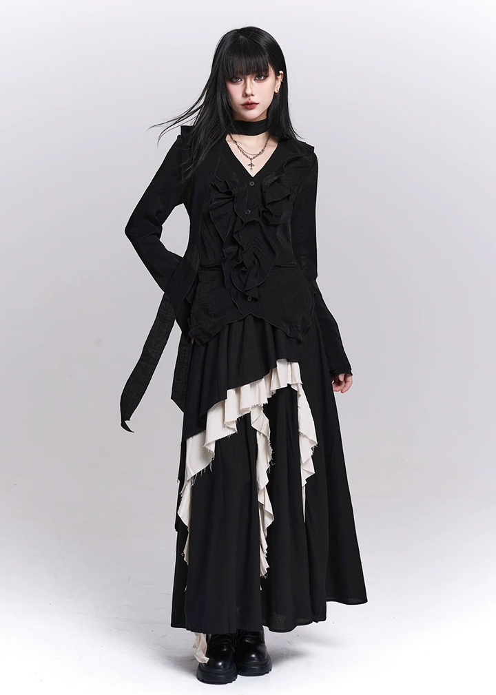 IRREGULAR FRILL LAYERED TOPS / LG1523_e4r