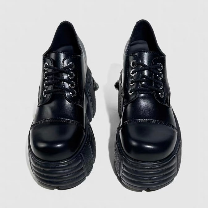 DARK CHUNKY PLATFORM LACE-UP SHOES / V1188
