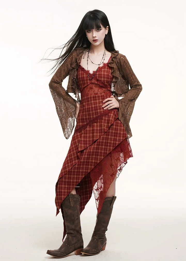 Mocha frill short cardigan / lg1321 