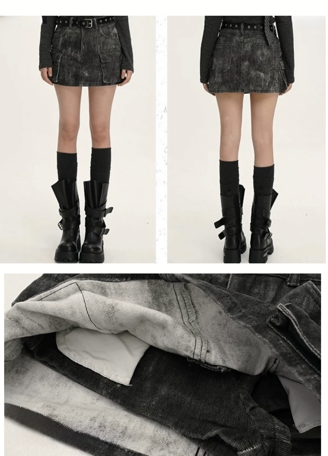 Washed Cargo Mini Skirt / LG1388