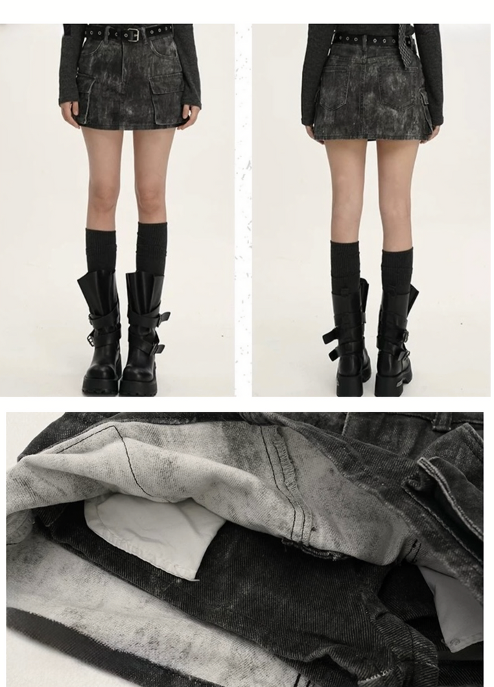 Washed Cargo Mini Skirt / LG1388