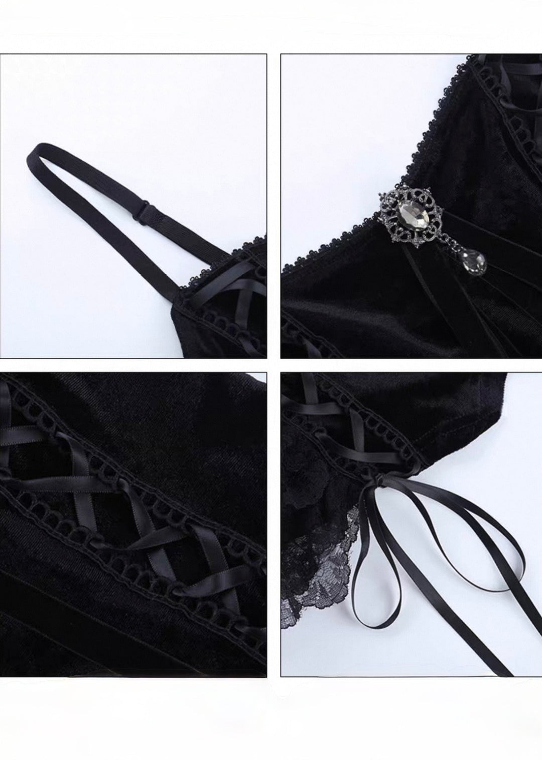 Gothic Lace Camisole & Frill Skirt Set + Flare Sleeve Cardigan / LG1404