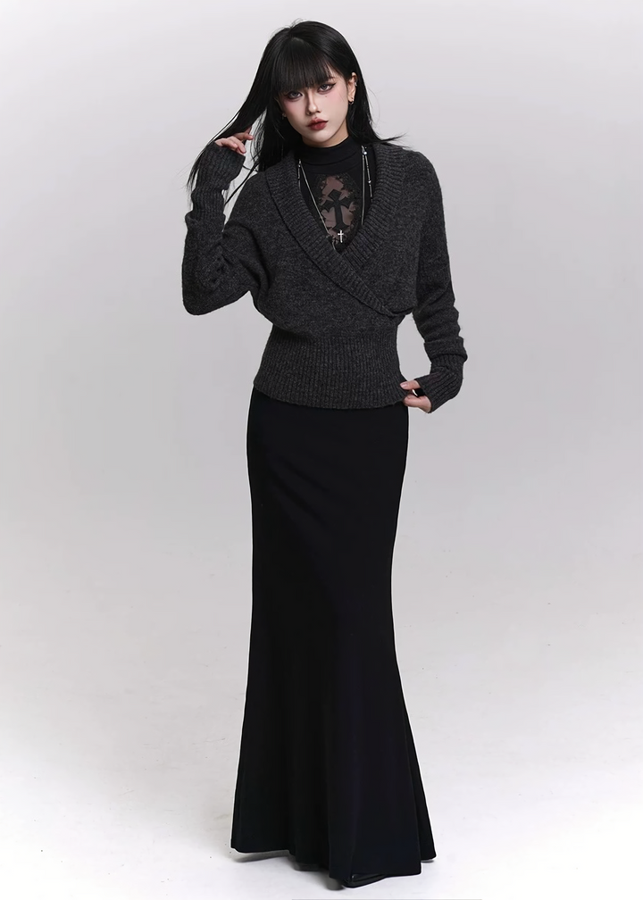 WRAP RIB KNIT TOP/ LG1461