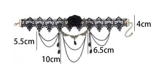 Dark Gothic - Rose Choker Band Necklace / LG1146_e4r