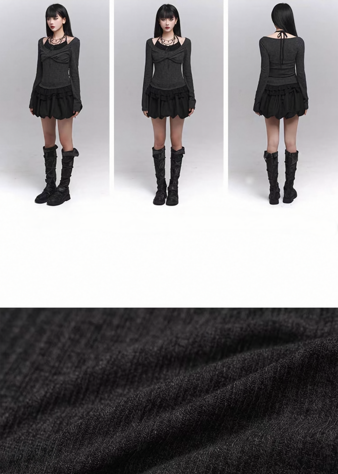 Twist Detail Rib Knit Top / lg1370