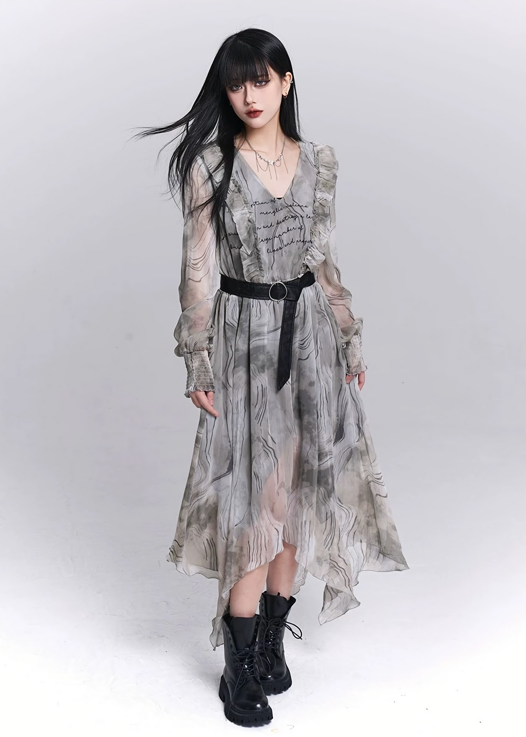 SHEER MARBLE FLOW DRESS / LG1544