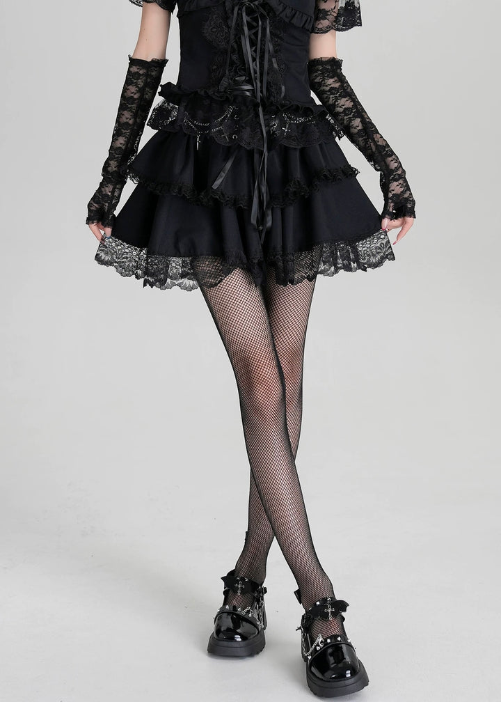GOTHIC FRILL LAYERED SKIRT / LG1569