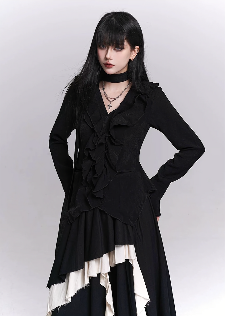 IRREGULAR FRILL LAYERED TOPS / LG1523_e4r