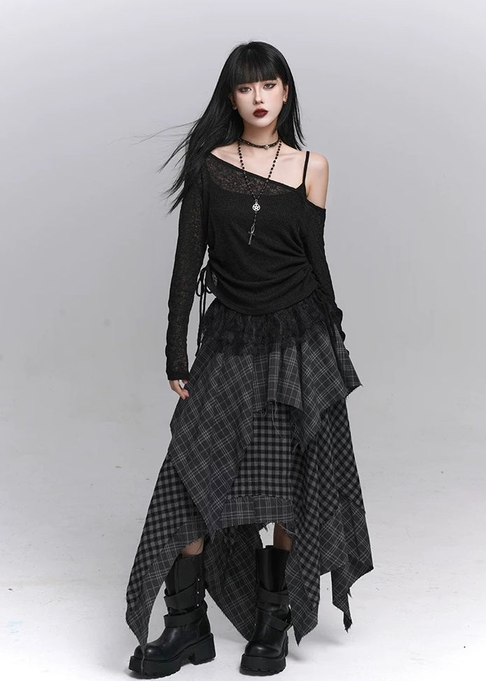 Lace Layered Sheer Knit Top / LG1359