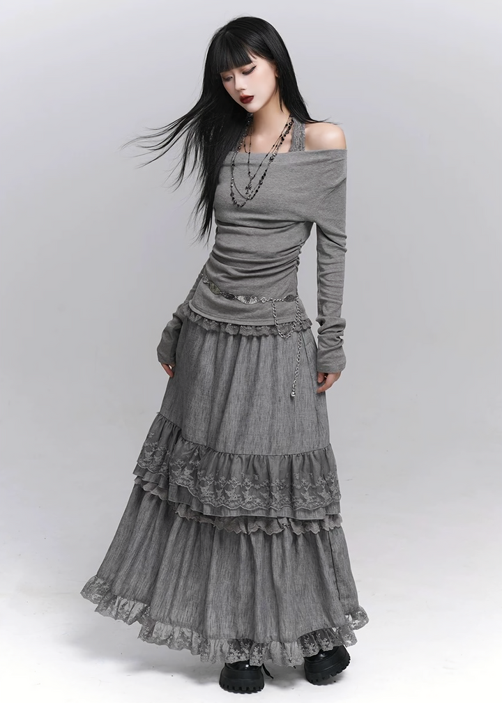 Layered Lace Maxi Skirt / lg1330