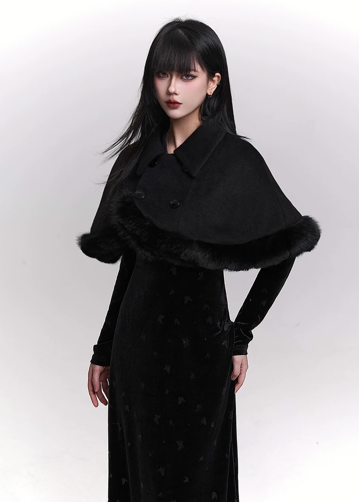 Umbrella fur trim cape / LG1464