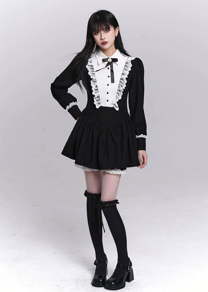 NOCTURNE LACE COLLAR TWO-PIECE SET / LG1503