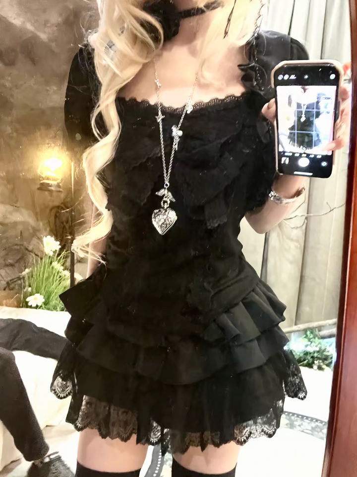 DARK LACE LAYERED CAMISOLE / LG1669