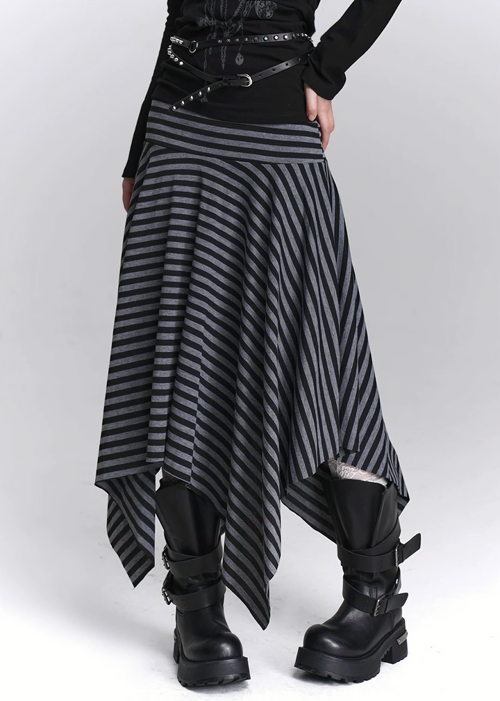 SHADOW STRIPE ASYMMETRY SKIRT / LG1445