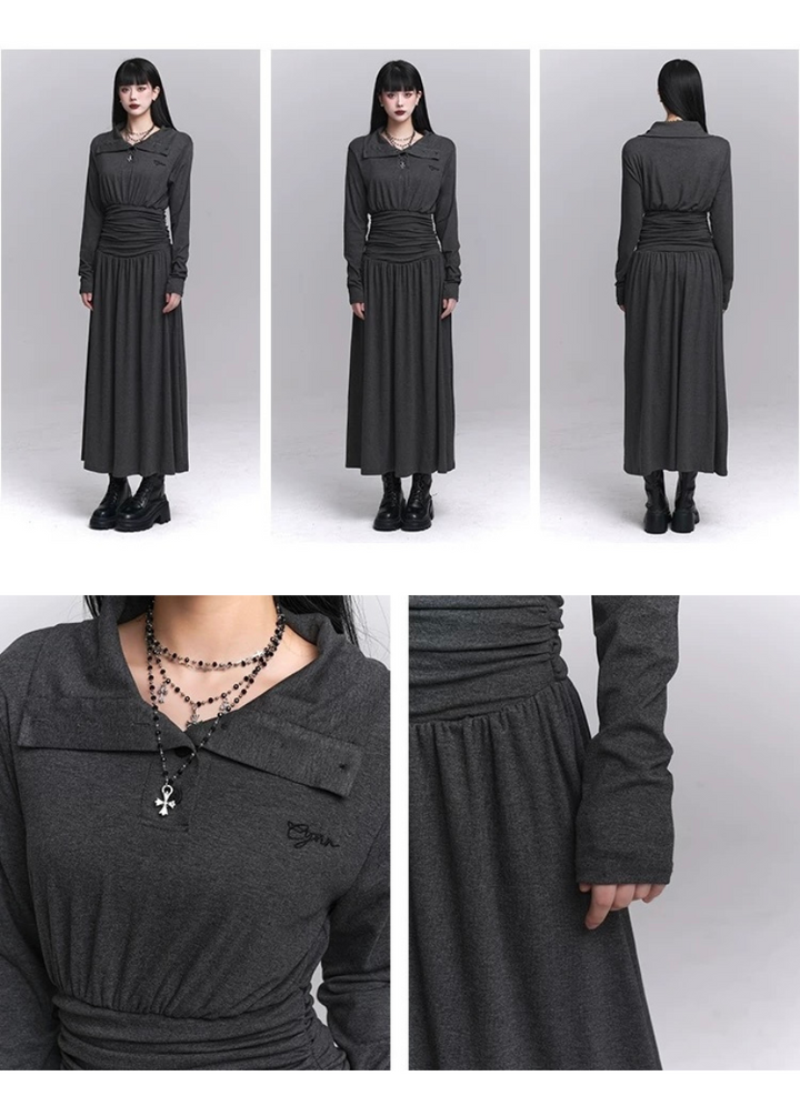 dark tailored polo dress / LG1228 