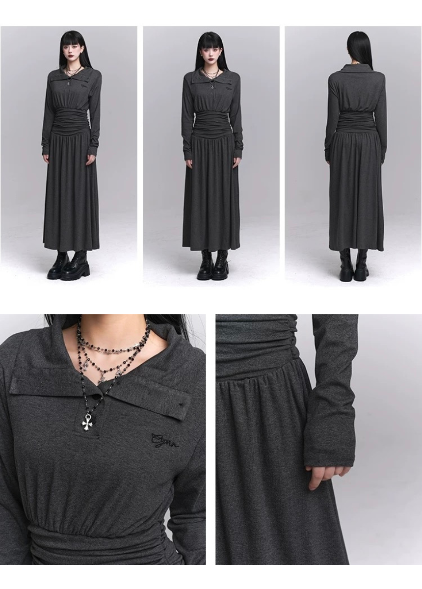 dark tailored polo dress / LG1228