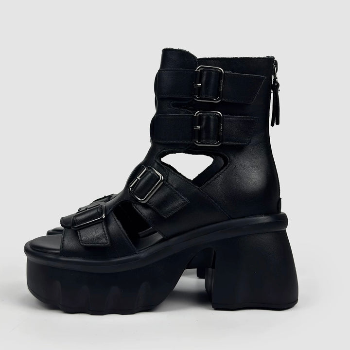 DOUBLE BELT PLATFORM SANDALS / V1169