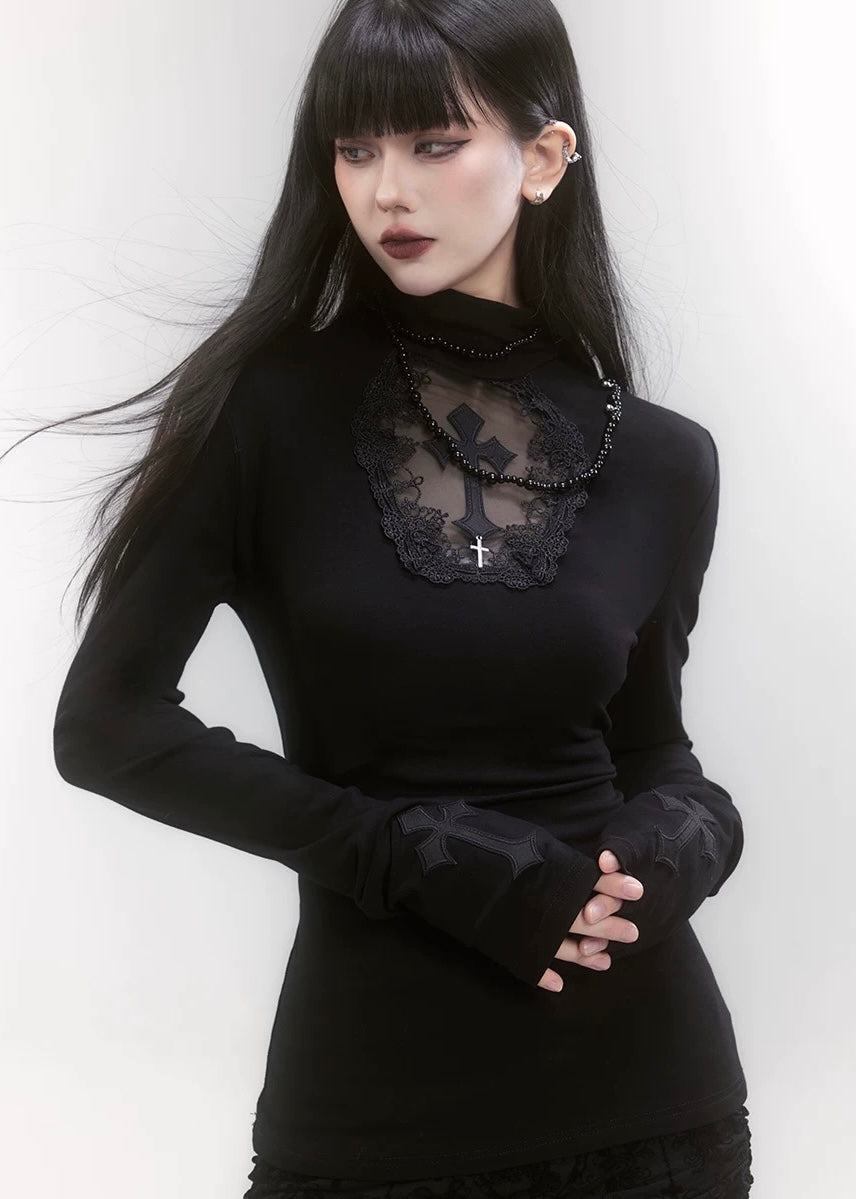 cross turtleneck slim fit &amp; cross gothic ballet skirt / LG1187