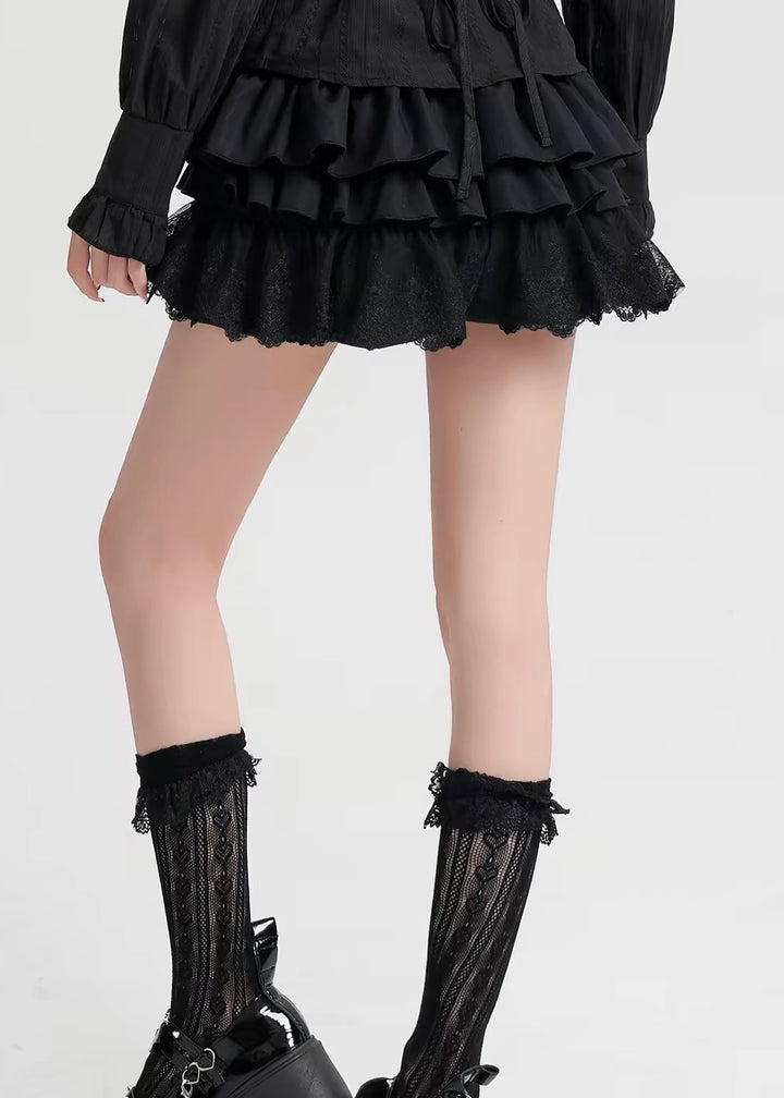 GOTHIC TIERED LACE MINI SKIRT / LG1598