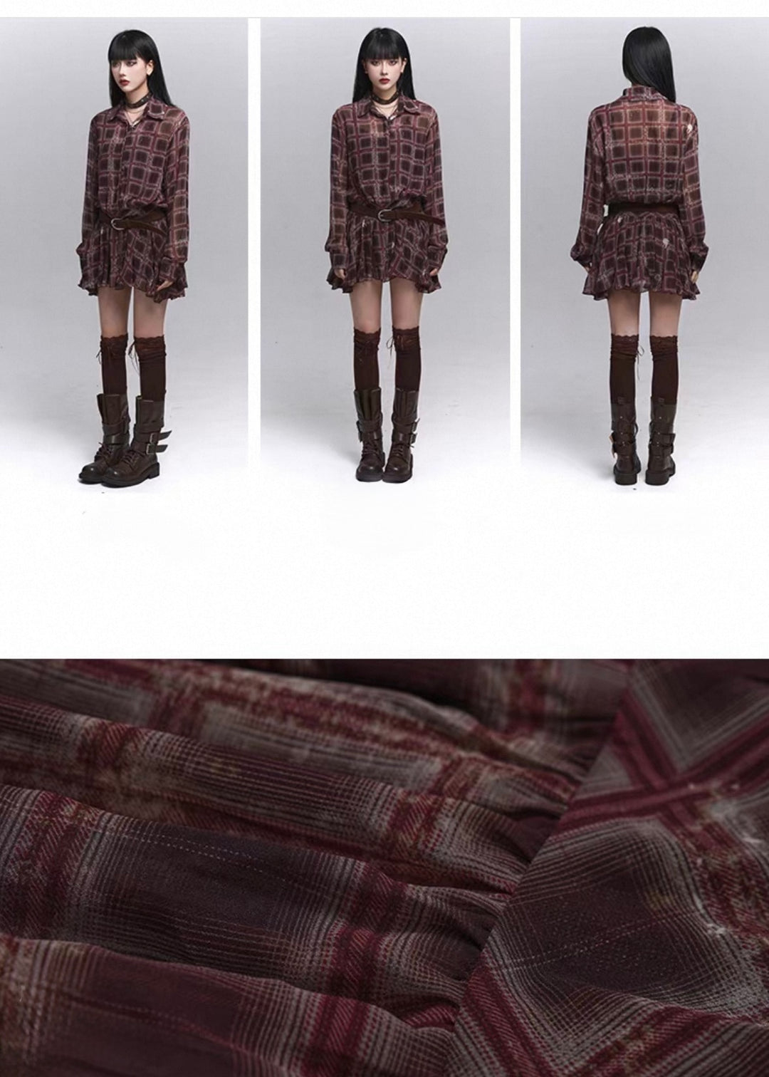 Vintage Check Frill Onepiece / lg1360