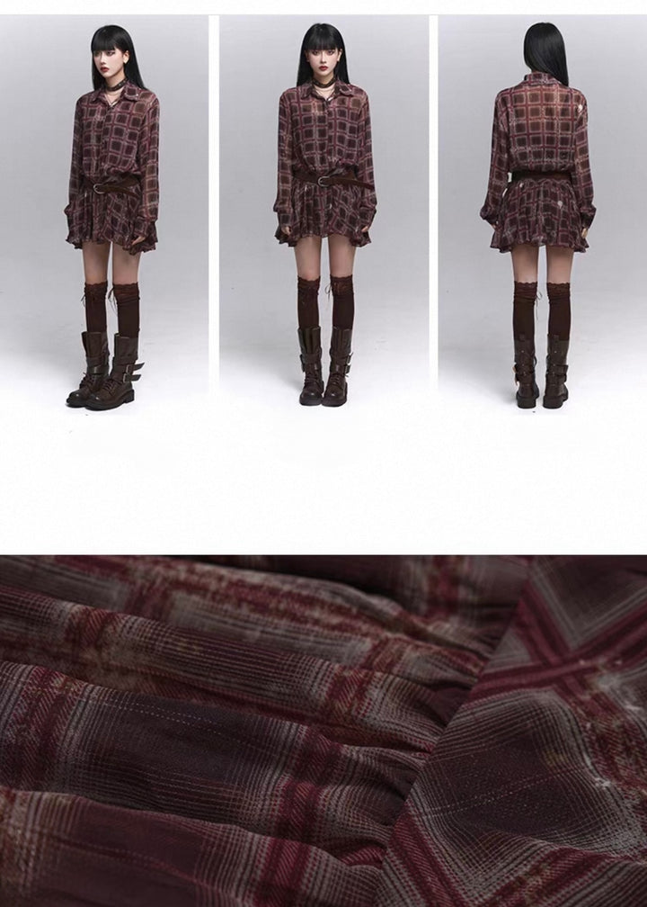 Vintage Check Frill Onepiece / lg1360