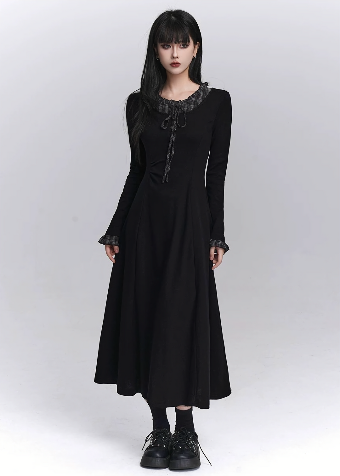 RUFFLED GOTHIC LONG DRESS / LG1433