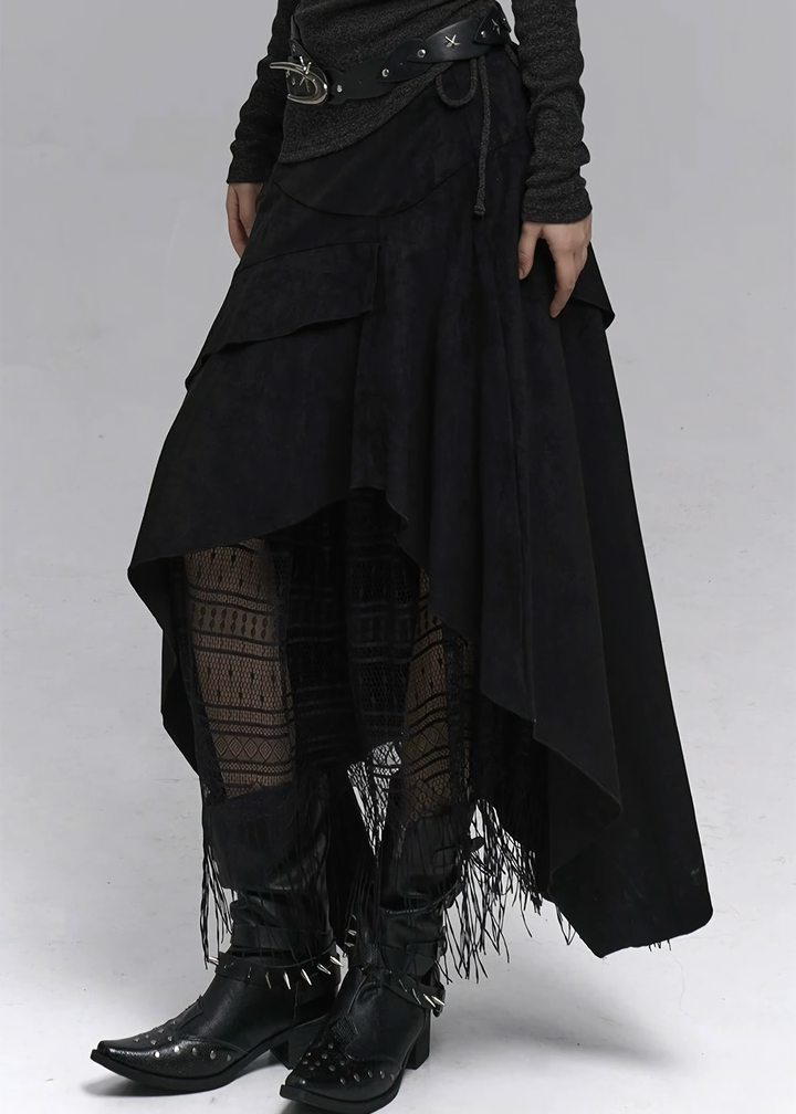Layered Fringe Long Skirt / lg1373