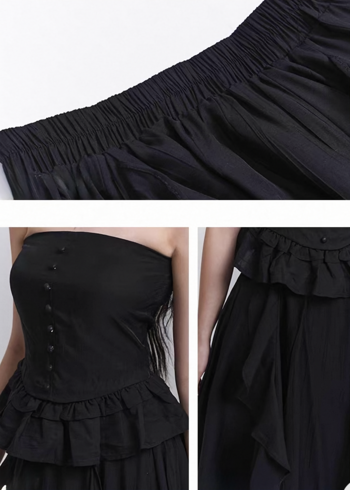 Ruffled lace tube top &amp;amp; Asymmetrical sheer volume skirt / lg1309 