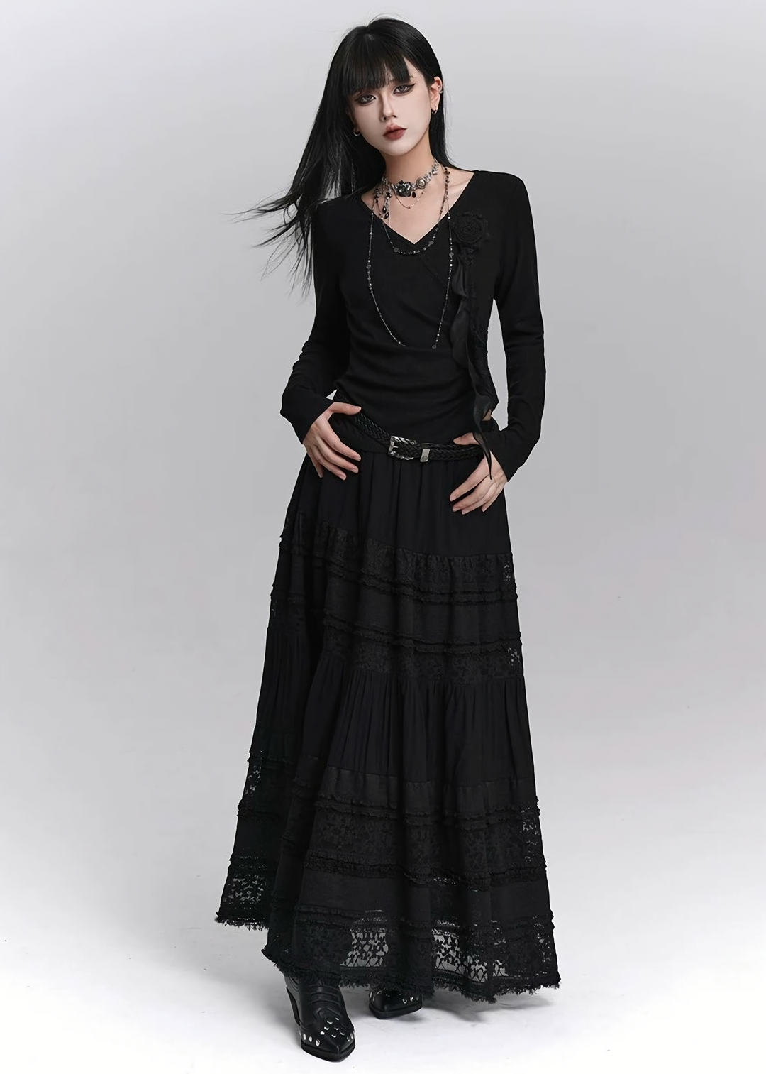 BLACK ROSE GOTHIC LONG SLEEVE / LG1413_e4r