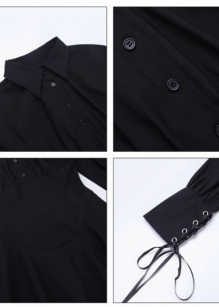 CORSET WAIST FLARE SHIRT ONE-PIECE / LG1708